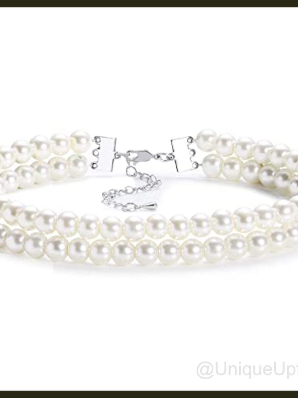 Faux Pearl Multi Strand Choker Necklace 13 Inch Gatsby Style